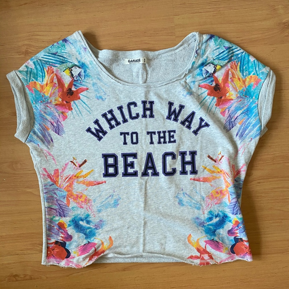 Garage gray oversized crop sweatshirt